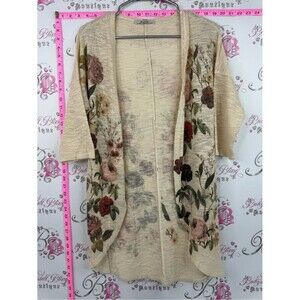 Gaze cardigan flowers Women's Cream Floral Open-Front Cardigan Sweater